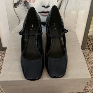 Zara navy blue patent Mary Jane